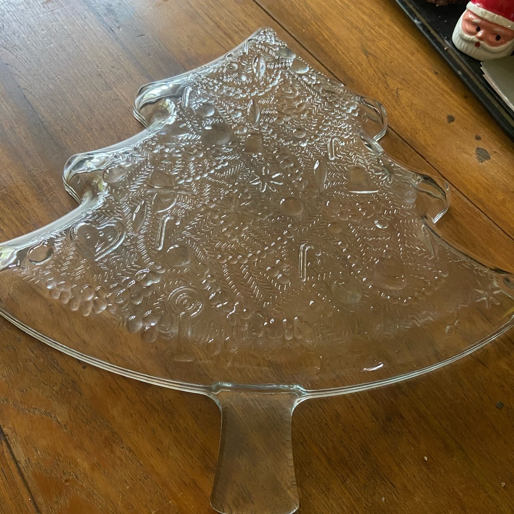 Vintage Glass Christmas Tree Cookie Platter - Picture 4 of 6